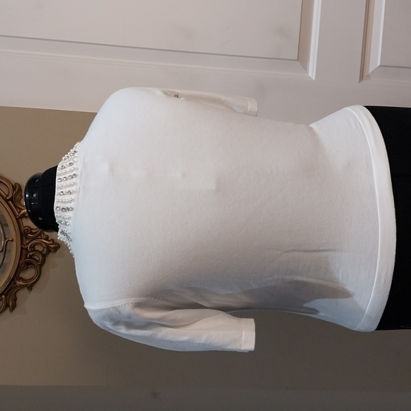 Nwt Liv MILANO Pearl-Embellished White Women's Sweater - Picture 5 of 10